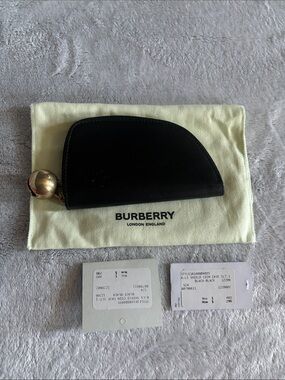 Burberry Black Leather Coin Pouch with Gold Orb Charm